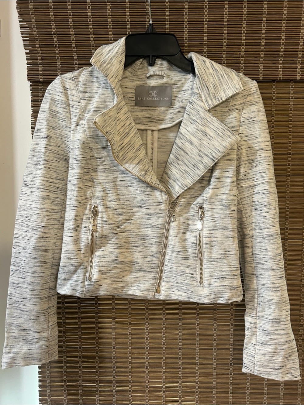 NWT Tart Collections Heathered Light Gray Zip-Front Blazer Jacket $160